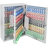 HMF Schlüsselschrank groß aus Stahl, abschließbarer Schlüsselkasten für Büro, Verwaltung oder Fuhrpark, 200 Schlüsselhaken, 55 x 38 x 14 cm, Lichtgrau