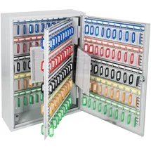 HMF Schlüsselschrank groß aus Stahl, abschließbarer Schlüsselkasten für Büro, Verwaltung oder Fuhrpark, 200 Schlüsselhaken, 55 x 38 x 14 cm, Lichtgrau