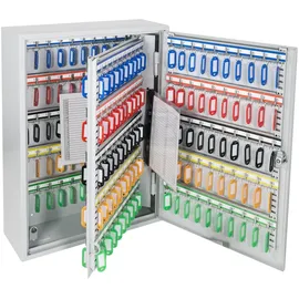 HMF Schlüsselschrank groß aus Stahl, abschließbarer Schlüsselkasten für Büro, Verwaltung oder Fuhrpark, 200 Schlüsselhaken, 55 x 38 x 14 cm, Lichtgrau