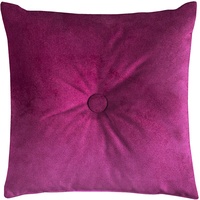 McAlister Textiles Matter Samt | gefülltes Sofakissen mit dekorativem Knopf in Fuchsia Pink | 43 x 43cm | Uni Designer Samtkissen