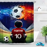 CHEFFS Fußball Duschvorhang 180x180 180x200 Fußball Sport Duschvorhänge Textil Wasserdicht Fußball Badevorhang Jungen, Personalisierter Duschvorhang Fußball (200 x 240 cm(BxH),1)