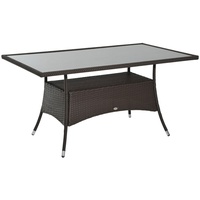 Gartentisch Esstisch Glastisch Gartenmöbel Tisch Polyrattan+Sicherheitsglas Braun 150x85x74cm