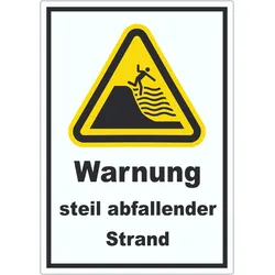 Aufkleber Warnung steil abfallender Strand A8 (52x74mm)