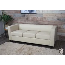 Mendler 3er Sofa Couch Loungesofa Lille ~ Leder, creme