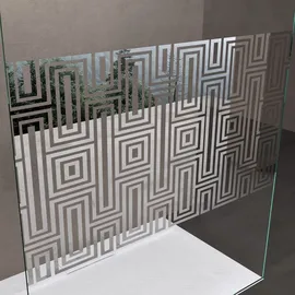 doporro Duschwand Duschtrennwand 140x200 Walk-In Dusche mit Doppel-Stabilisator aus Echtglas 10mm ESG-Sicherheitsglas Klarglas mit Labyrinth-Design