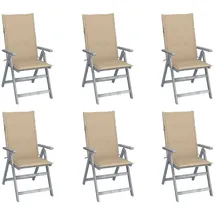 vidaXL Hochlehner Gartenstuhl 6 St. 6 x 6 x 6 cm beige