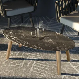 Tectake tectake® Ovaler Couchtisch Acerra, 100 x 50 x 34,5 cm