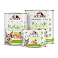 TACKENBERG Bio-Lachs mit Reis & Fenchel Nassfutter Dose für Hunde - Hundefutter in Premiumqualität - 12 x 200 g