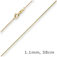 Schmuck Krone Goldkette 1,1mm Panzerkette aus 333 Gelbgold 38cm, Gold 333 goldfarben