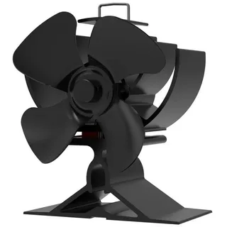 kisidus Kaminventilator 4 Flügel Ofenventilator Ohne Strom, Wärmebetriebener, Leiser, Effizientzer, Umweltfreundlich, für Pellet/Holzbrenner/Kamin schwarz