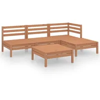 vidaXL 5-tlg Garten-Lounge-Set Massivholz Kiefer Honigbraun