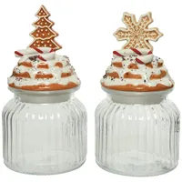 Kaemingk 1 Glasdose mit Keramikdeckel 21cm Keksdose Vorratsglas Tanne