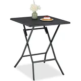 Relaxdays Klapptisch, klappbarer Camping Tisch, HxBxT: 73x62x62 cm, Faltbarer Multifunktionstisch, Gartentisch, schwarz