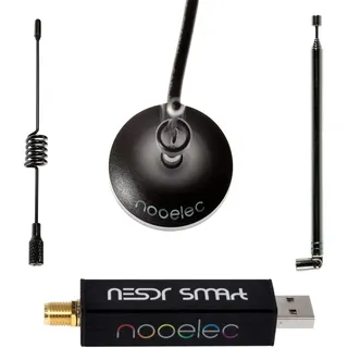 Nooelec RTL-SDR v5 Bündel - NESDR SMArt HF/VHF/UHF (100kHz-1,75GHz) Software Defined Radio. Premium RTLSDR mit 0,5 PPM TCXO, SMA, Aluminiumgehäuse, 3 Antennen. RTL2832U & R820T2-Basiertes Funkgerät