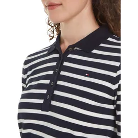 Tommy Hilfiger 1985 Regular Pique Stripe Kurzarm-poloshirt Breton Ecru / Desert Sky S