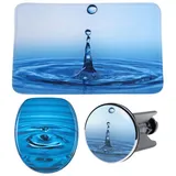 Badaccessoire-Set SANILO "Wassertropfen" Badaccessoires-Sets blau bestehend aus WC-Sitz, Badteppich und Waschbeckenstöpsel