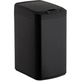 Relaxdays Sensor Mülleimer 12l, eckiger Abfalleimer mit Deckel & Inneneimer, Küche & Bad, Automatik Mülleimer, schwarz