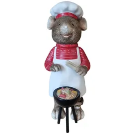 FD Dekofigur Maus mit Grill groß 19 cm bunt