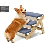 VEVOR Hundetreppe 510x470x370mm Hautiertreppe 3-stufig Holztreppe Hunde bis 68kg