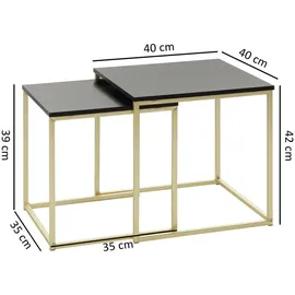 Wohnling WL5.787 Satztisch CHUR, Gold-Schwarz