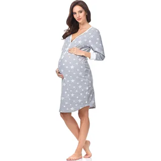Italian Fashion Nachthemd Stillen | Softes Geburtshemd | Nachthemd Damen mit Knopfleiste | Bequem Stillkleid | Stillpyjama Damen | Still Nachtwäsche Frauen Geburt Set S-XXL - XXL
