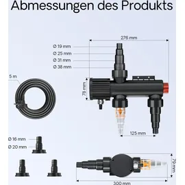 Wiltec SunSun CUV-209 Teichklärer 1500 l/h / 9 W UVC, Vorklärgerät für Teichfilter & Teichpumpe, Wasserklärer mit UV-Lampe, Lichtfilter zur Algenbekämpfung