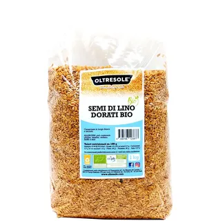 Oltresole, Bio-Leinsamen Gold 1 kg, rohe Ölsaaten, ganz und hell, reich an Mineralien und Ballaststoffen, Quelle für Omega-3-Fettsäuren und Antioxidantien, 100 % natürlich