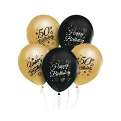 50. Geburtstag schwarz gold 5 Luftballons