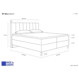 WFL GROUP BOXBETT Allen mit Bettkasten – Polsterbett 200 x 200 cm mit H4 Taschenfederkern Matratze & 5 cm Topper – Stauraumbett mit hohem Kopfteil & Metallfüße – Samt Beige