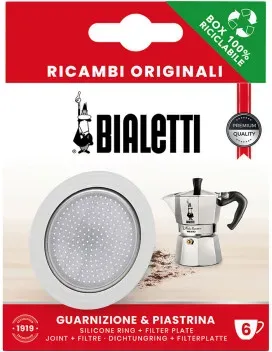 Dichtung und Filterplatte für Bialetti Induktions 6-Tassen-Mokkakannen