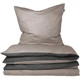 SCHIESSER Doubleface Feinbieber taupe/schwarz 155 x 220 cm + 80 x 80 cm