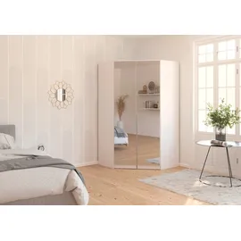 otto home Eckkleiderschrank OTTO HOME "Kleiderschrank Schrank Ankleidezimmer Schlafzimmer Garderobe AGORDO", weiß (alpinweiß), B:117cm H:229cm T:117cm, Holzwerkstoff, Schränke, Eckkleiderschrank, mit Spiegeltüren, voll ausgestattet mit viel Stauraum MADE IN GERMANY