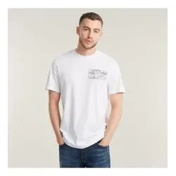 G-Star für Herren. D25146-C506-110 Topographie-T-Shirt weiß (XS), Lässig, Kurzarm, Bio-Baumwolle, Nachhaltig