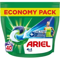 Ariel 4 in 1 PODS, Flüssigwaschmittel in Kapseln, 40 Wäschen, Active Odor Defense, Touch Of Febreze, ein Duft von Sauberkeit, 2 x länger