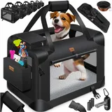 Lovpet Hundebox Hundetransportbox faltbar Inkl.Hundenapf Transporttasche Hundetasche Transportbox für Haustiere, Hunde und Katzen Haustiertransportbox