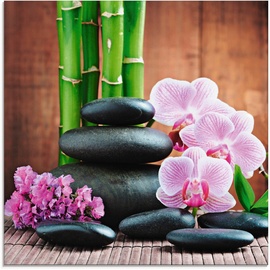 Artland Glasbild »Spa Konzept Zen Steinen Orchideen«, Zen, (1 St.), pink