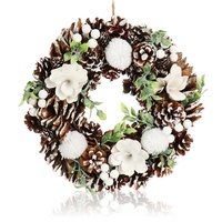 Türkranz Weihnachten - Adventskranz mit Zapfen, Beeren, Puscheln und Blüten
