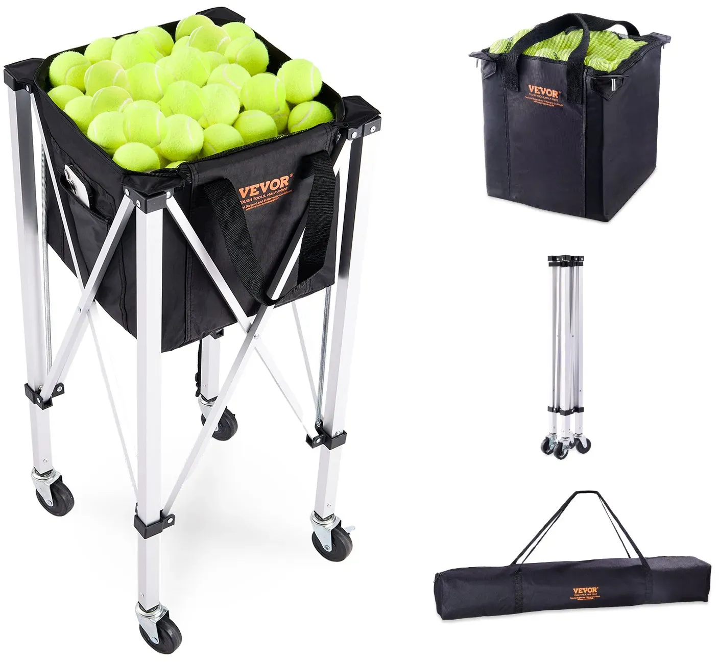 VEVOR Ballhopper Ballwagen Ballsammelkorb Tennisballkorb für 180 Tennisbälle