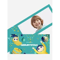 Einladungskarten Kindergeburtstag selbst gestalten mit Spruch und Fotos im Onlinedesigner bei Meine-Kartenmanufaktur.de