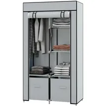 Homcom Stoffschrank Kleiderschrank mit 5 Fächern, Kleiderstange, Garderobe mit Reißverschluss, Faltschrank für Flur, Eingangsbereich, Hellgrau, 83 x 42,5 x 162,5 cm