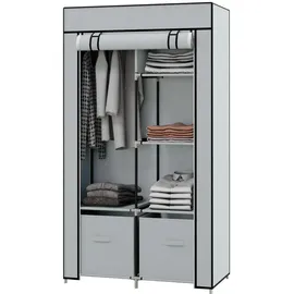 Homcom Stoffschrank Kleiderschrank mit 5 Fächern, Kleiderstange, Garderobe mit Reißverschluss, Faltschrank für Flur, Eingangsbereich, Hellgrau, 83 x 42,5 x 162,5 cm