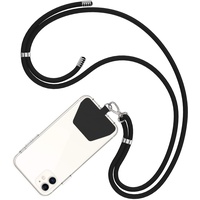 COCASES Handykette Universal zum Umhängen- Handyband aus Nylon kompatibel mit jeden Smartphones, Handy Kette Umhängenband mit Kordel für meisten Hülle (Schwarz)