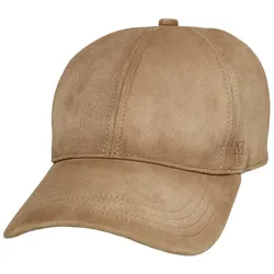 Baseball Cap MARC O'POLO "aus Ziegenvelours", Damen, beige (summer sand), Leder, unifarben, Caps