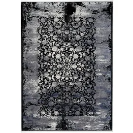 Musterring Teppich MUSTERRING "COLORADO FLOWER", grau (grau, schwarz), B:160cm H:5mm L:230cm, Polyacryl, Viskose, Teppiche, Teppich, exclusive MUSTERRING DELUXE COLLECTION hochwertig gekettelt Fransen
