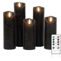 MokaZii LED Kerzen mit Fernbedienung Batteriebetriebene, 5er Set Schwarz Echtwachs Flammenlose Kerzen, Home Deco, Weihnachten, Hochzeiten, Party