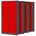 4er Set Aktenschrank C001H Büroschrank Metallschrank Stahlschrank Werkzeugschrank Stahlblech Pulverbeschichtet Flügeltürschrank Abschließbar 195 cm x 90 cm x 40 cm anthrazit/rot
