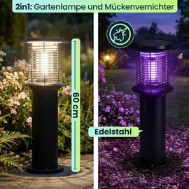 ideoon lights Wegeleuchte Edelstahl 25 x 60 cm 2in1 mit Mückenvernichter schwarz