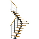 DOLLE Mittelholmtreppe Cork (Breite: 75 cm, 1/4-gewendelt, Anthrazitgrau, Farbe Stufen: Eiche, Natur, Geschosshöhe: 259 – 315 cm)