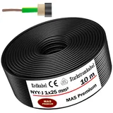 MAS-Premium® Erdkabel Deutscher Marken-Elektrokabel Ring zur Verlegung im Erd- und Außenbereich Standard Starkstromkabel (NYY-J 1x25 mm2, 10m)