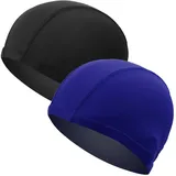 WeddHuis 2 Pcs Unisex Badekappen Bequemer Stoff Bademütze Elastisch Badehaube Schwimmhaube Schwimmkappe für Lange und Kurzes Haare Kinder Damen Herren Mädchen Jungen